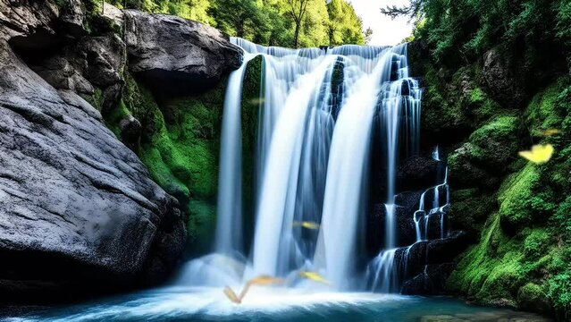 waterfall in the woods seamless looping 4k animation video background