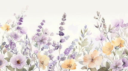 Whimsical hand-painted flowers in watercolor for a springtime elegance.