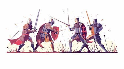 Medieval knight tournament vector illustration. - obrazy, fototapety, plakaty