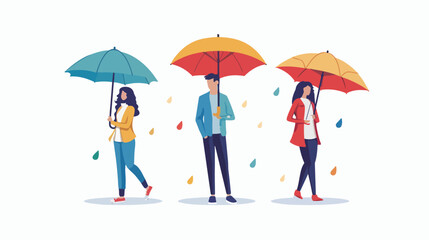 Men and woman with umbrella isolated concept. 