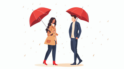 Men and woman with umbrella isolated concept. 