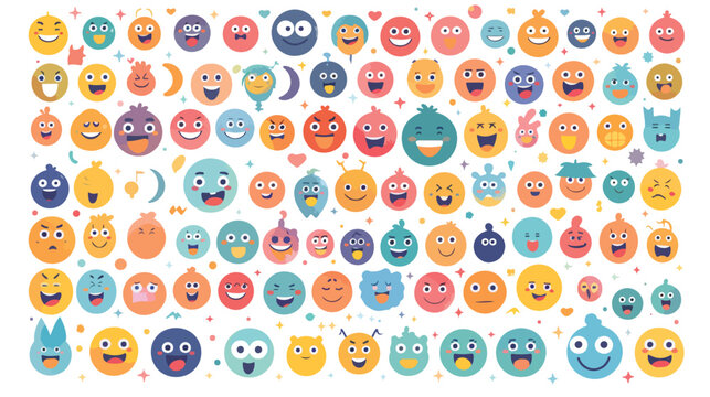 Mega big collection set of flat Emoji face emotion icon