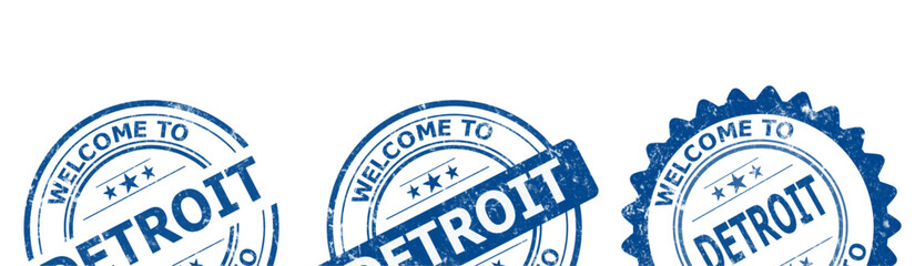 welcome to Detroit blue old stamp sale	
