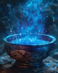 Witch s Brew, cauldron bubble, midnight, potion s surface in moonlit concoction, close up alchemy, nights potion, magical mixture - obrazy, fototapety, plakaty
