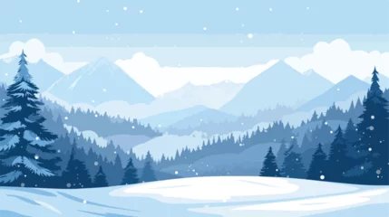 Fototapete Mountains and sky landscape vector illustration. Snow © Hassan