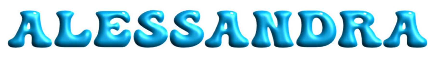 Alessandra - light blue color - name - three-dimensional effect tubular writing - Vector graphics - Word for presentations, greetings, banners, card, prints, cricut, silhouette, sublimation
