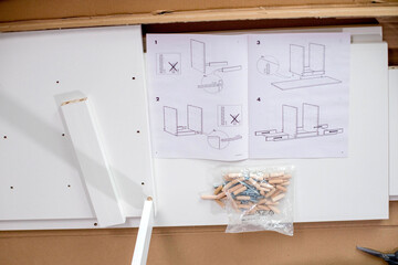 Instructions for assembling furniture with all existing individual parts. Assembly of furniture.