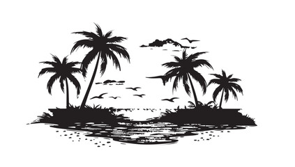 Fototapeta na wymiar tropical island with trees 