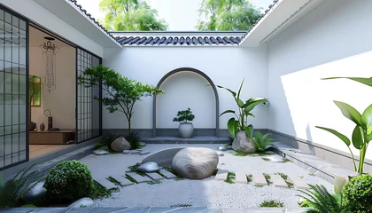  Chinese style courtyard, small garden landscape design © eric.rodriguez