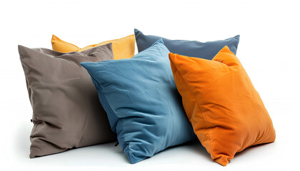 Stylish soft pillows isolated on white background
