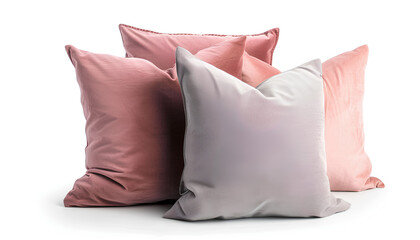 Fototapeta na wymiar Stylish soft pillows isolated on white background