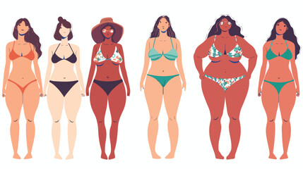Plus size curvy Women in bikini. Beach underwear. Lov