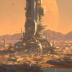 Awe-Inspiring Digitally Rendered Futuristic Mars Colony: Explore the Possibilities of Space Settlements in a New Era.