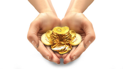 Fototapeta premium 3D Diversify symbolized by hands holding coins icon
