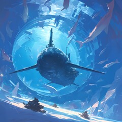 Adventure-filled Underwater Expedition: Submarine Diving into Icy Depths