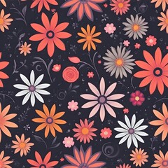 seamless pattern with flowers on the background