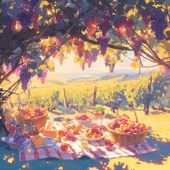 Experience the Ultimate Romantic Escape with this Dreamy Vineyard Picnic Scene