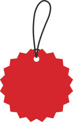Blank red price tag. flat design illustration.