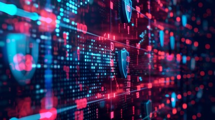 An abstract representation of robust cybersecurity, AI Generative