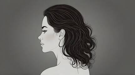 Woman with beautiful hair Vector illustration Lady  .Generative AI