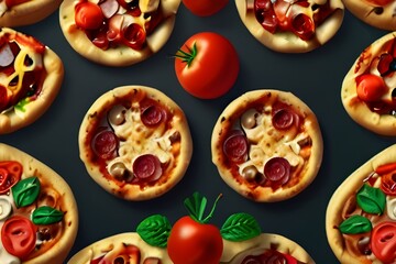 crazy beautiful pizza testy pizza - obrazy, fototapety, plakaty