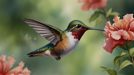 Hummingbird watercolor .Generative AI