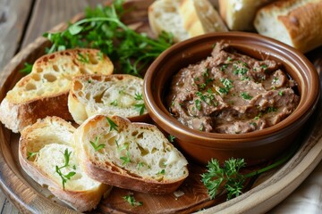 Pate on bread on a table