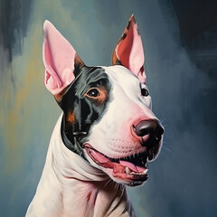 Image of cute bull terrier dog on a clean background. Pet. Animals. Illustration, Generative AI.