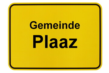 Illustration eines Ortsschildes der Gemeinde Plaaz in Mecklenburg-Vorpommern - obrazy, fototapety, plakaty