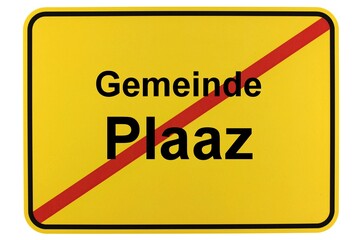 Illustration eines Ortsschildes der Gemeinde Plaaz in Mecklenburg-Vorpommern