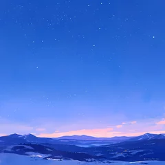 Keuken spatwand met foto Tranquil Evening Scene with Majestic Mountain Peaks and Breathtaking Starry Sky © RobertGabriel