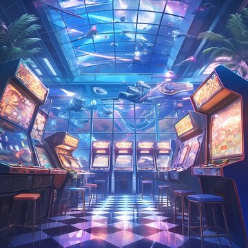 Step into a Time Warp of 1980s Gaming Nostalgia in this Retro Arcade. Relive Your Childhood Favorites in This Electrifying Atmosphere!