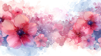 Watercolor festive background with flowers, generative Ai