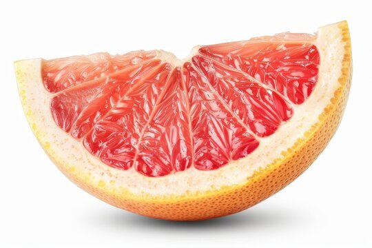 Pink grapefruit slice isolated on white background