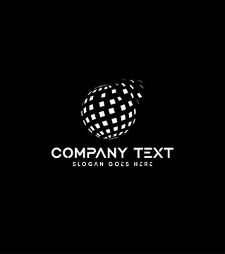 Abstract modern minimalist digital sphere consulting vector logo design 