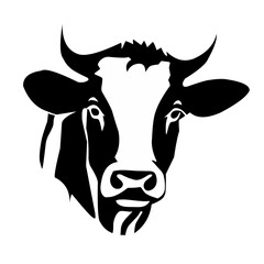 black and white cow vector logo