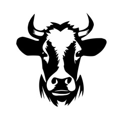 black and white cow vector logo