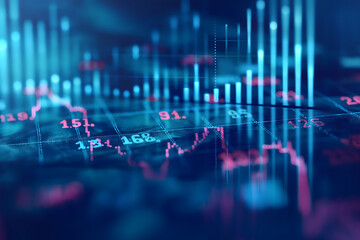 Market Depth: 3D Trend Analysis with Neon Highlights
