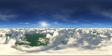 Panorama of clouds, HDRI, environment map , Round panorama, spherical panorama, equidistant projection, panorama 360, flying above the clouds,sky above the clouds, 3D rendering - 787914762