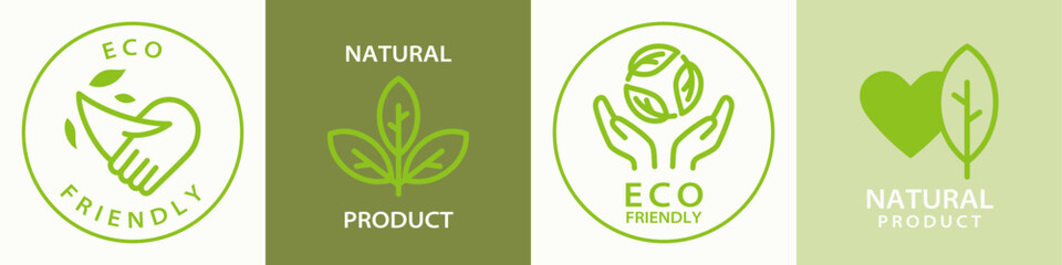 Eco friendly logo design template set, Badges for eco, organic or sustainable products.