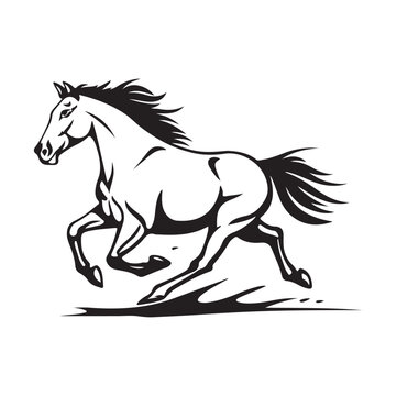 Horse Running Gallop Vector Illustration Stock Vector, horse silhouette isolated on white