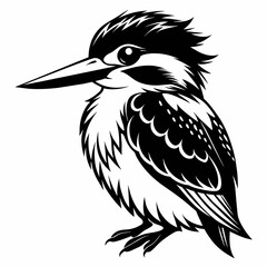 Kingfisher Bird silhouette Vector Illustration.  Kingfisher Logo design concept is isolated on a white background. 