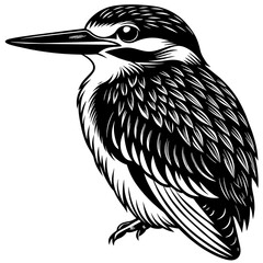 Kingfisher Bird silhouette Vector Illustration.  Kingfisher Logo design concept is isolated on a white background. 