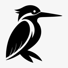 Kingfisher Bird silhouette Vector Illustration.  Kingfisher Logo design concept is isolated on a white background. 
