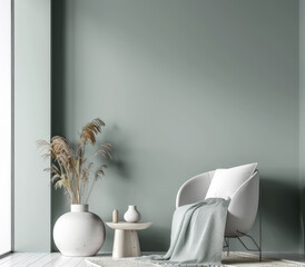 Elegant home design interiors. Minimalist modern composition in clean colors.