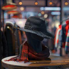 "Embodying Elegance: The Enigmatic Charm of the Black Hat at the Fashion Boutique Captivates Admirers' Attention