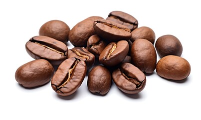 Coffee beans on white background. Close-up.