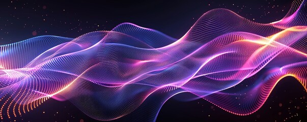 Fototapeta premium Futuristic sound waves interlacing with light trails, tech style, isolated on a solid background