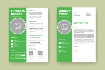 Resume and Cover Letter Layout Template Set - obrazy, fototapety, plakaty