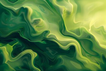 Obraz premium Mesmerizing Waves of Swirling Green Liquid in a Vibrant Digital Art Pattern on a Pastel Background